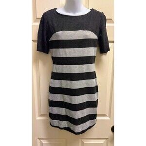 Trina Turk Women's Black & Gray Striped Knit Mini Dress Size 2, Lined, Stretchy